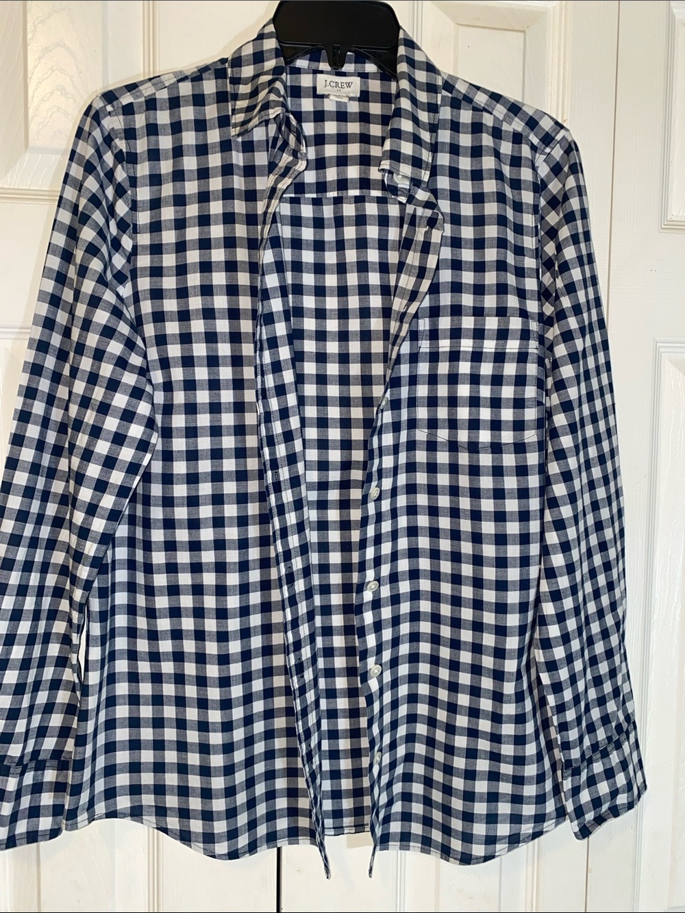 J. Crew Women’s  Navy and White Gingham Button-Down Shirt